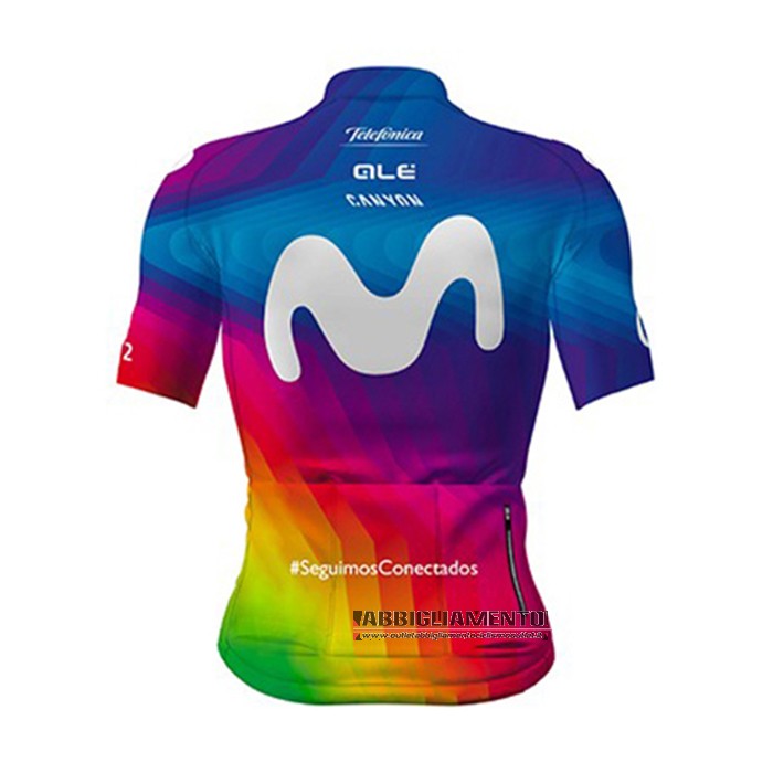 Abbigliamento Movistar 2020 Manica Corta e Pantaloncino Con Bretelle Multicolore - Clicca l'immagine per chiudere